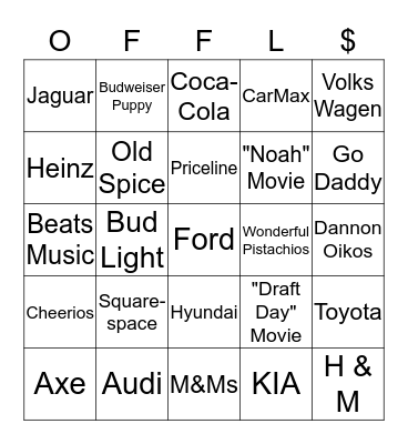 Super Bowl Bingo! Bingo Card