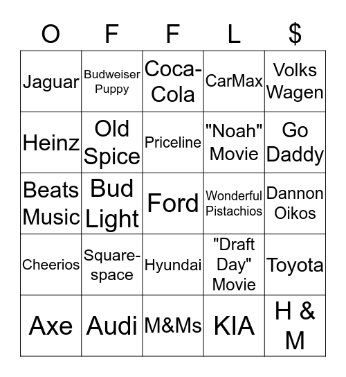 Super Bowl Bingo! Bingo Card