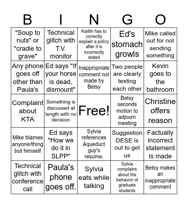 SOE Operations Bingo Card