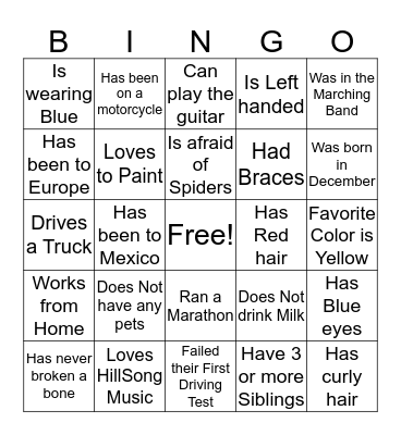 Park Day Bingo Card