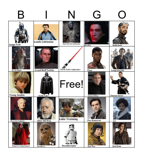 Star Wars Bingo Card