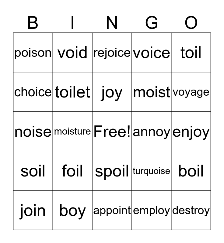 oioy bingo card