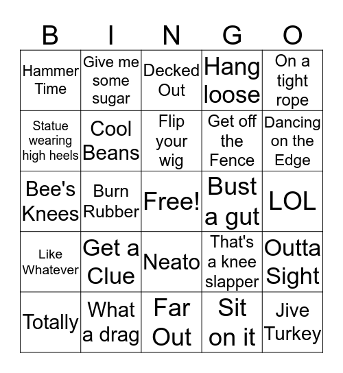 Expressions BINGO Card