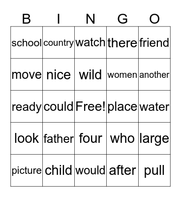 SIPPS Bingo Card