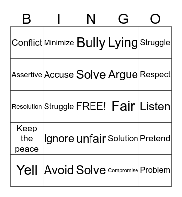 Conflict Bingo Card