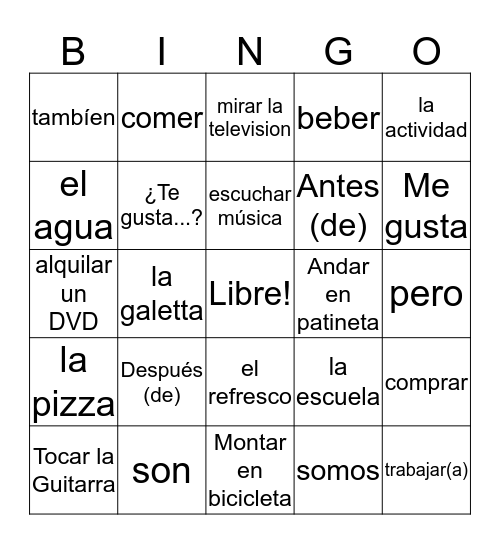 Unidad 1, Leccion 1 Bingo Card