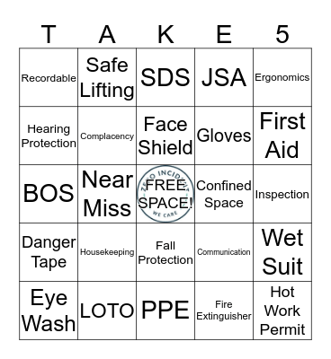 NAOSH Week Safety Bingo Card