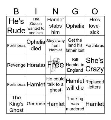 Hamlet Bingo Card