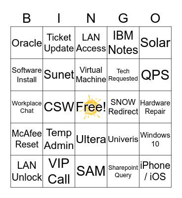 SD INC Bingo - Include the INC in the square! Bingo Card