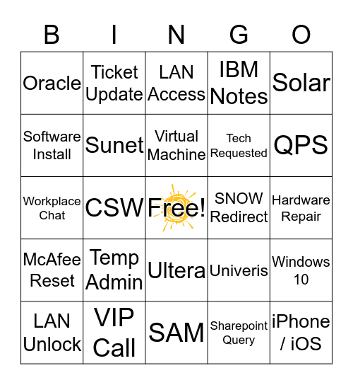 SD INC Bingo - Include the INC in the square! Bingo Card