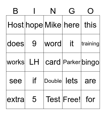 Parking Bingo Card