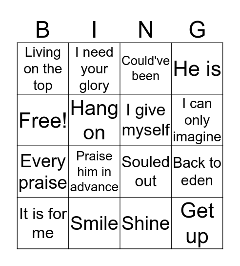 Gospel Bingo  Bingo Card