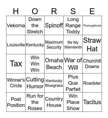 KENTUCKY DERBY Bingo Card