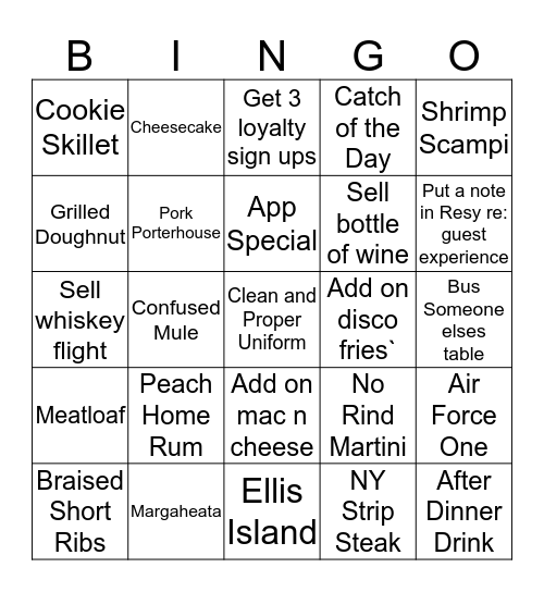 G&M's Bingo Card