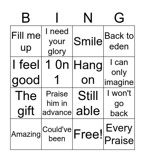 Gospel Bingo Card