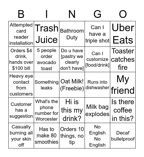 Fuel Bingo Card