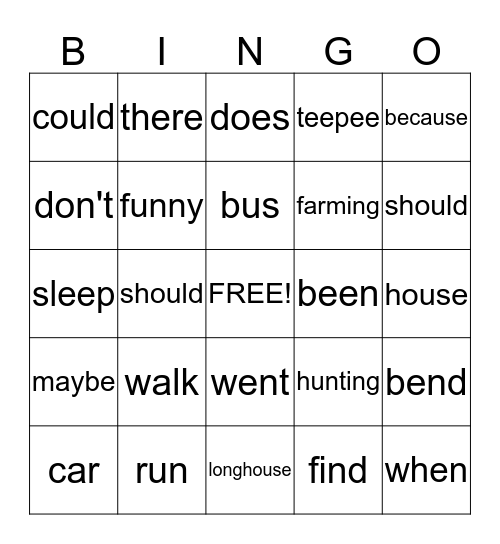 Sight Word/Transportation/Content Bingo  Bingo Card