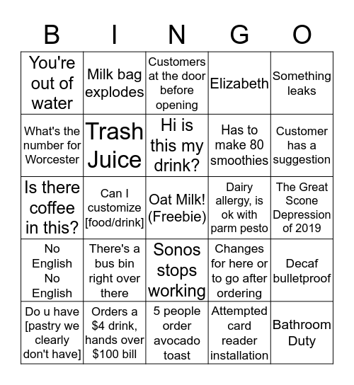 Fuel Bingo Card