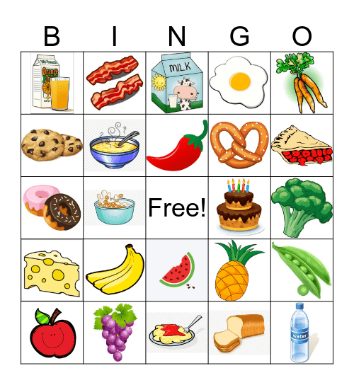 Food Bingo Card