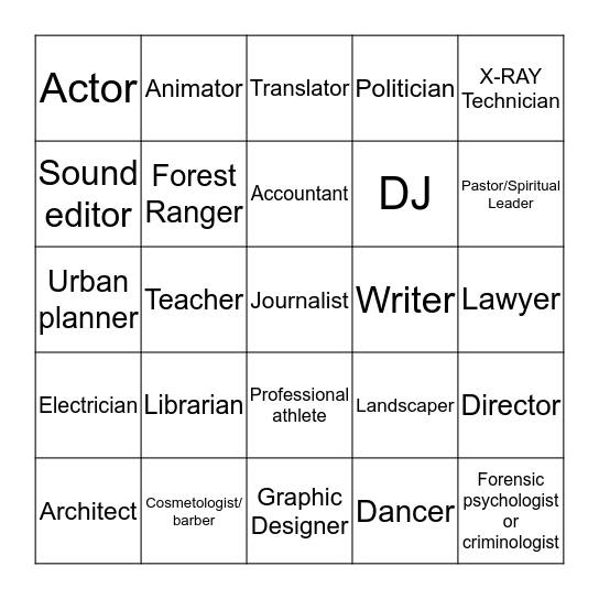 Career Bingo Card