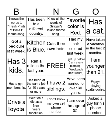Faith Community Church Bingo Card