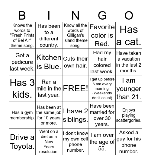 Faith Community Church Bingo Card