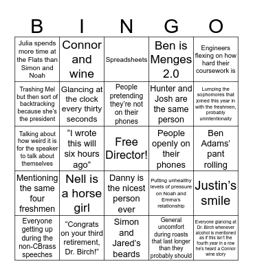 Bandquet 2019 Bingo Card