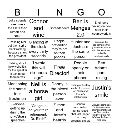 Bandquet 2019 Bingo Card