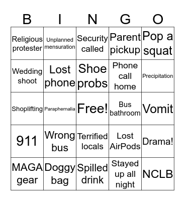 Springfield 2019 Bingo Card