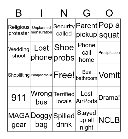Springfield 2019 Bingo Card
