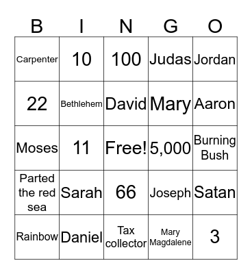 Jesus Bingo Card