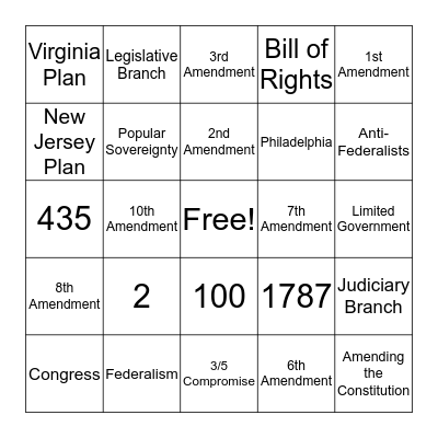 Constitution Bingo Card