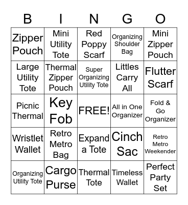 Thirty-One Bingo Card
