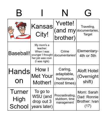 Mini Me Bing(o) Bingo Card