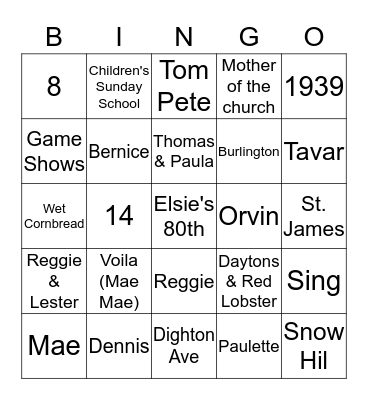 ELSIE'S 80TH BIRTHDAY CELEBRATION Bingo Card