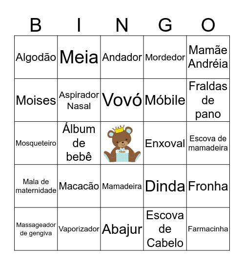 BINGO DO ALAN Bingo Card