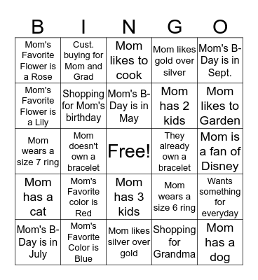 Who Are You Shopping for Today? Tell Me More! Bingo Card