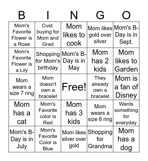 Who Are You Shopping for Today? Tell Me More! Bingo Card