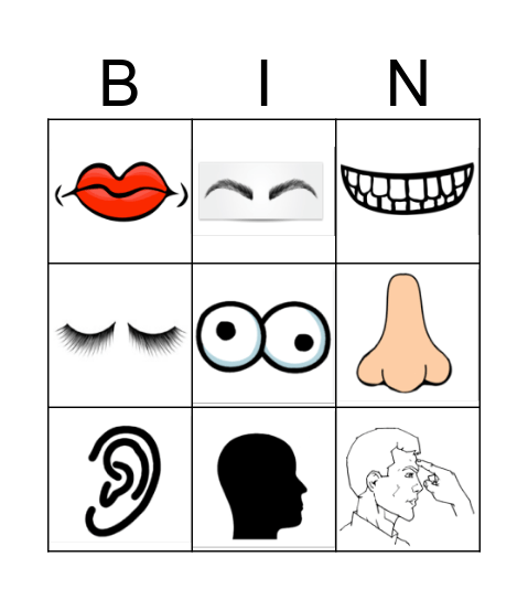 Parts of the Face Bingo Card