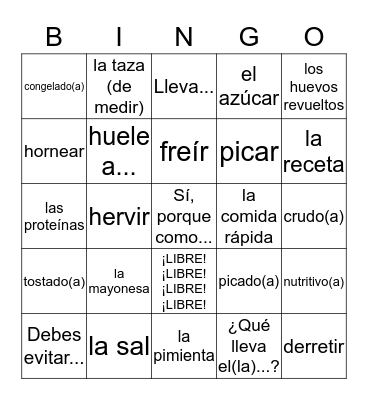 S2B - Unidad 4 Bingo Card