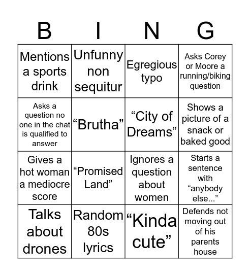 Matt’s GroupMe conversations Bingo Card