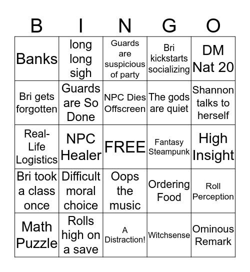 Karadilus Bingo Card