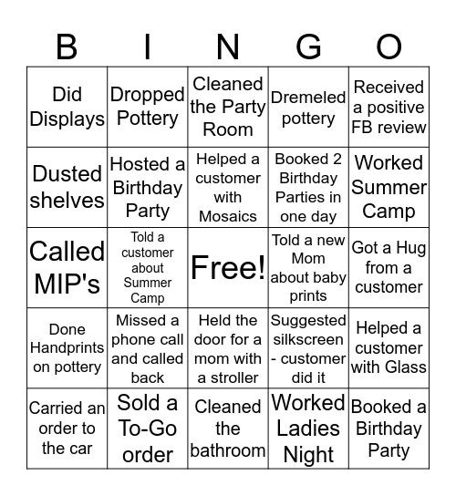 Glazed Bisque-It  Bingo Card