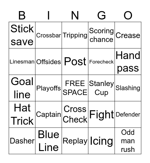 Bruins Playoff Bingo Card
