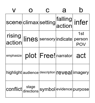 VOCAB Bingo Card