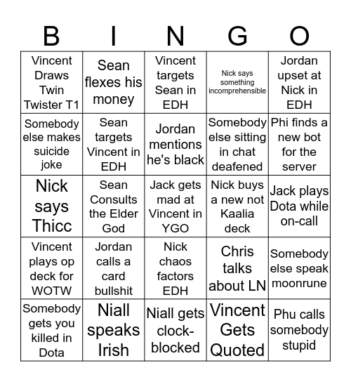 Shitpost Bingo Card