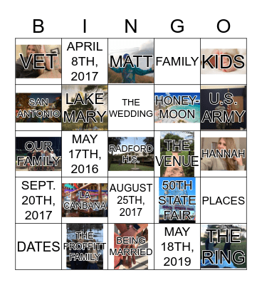 WEDDING BINGO Card