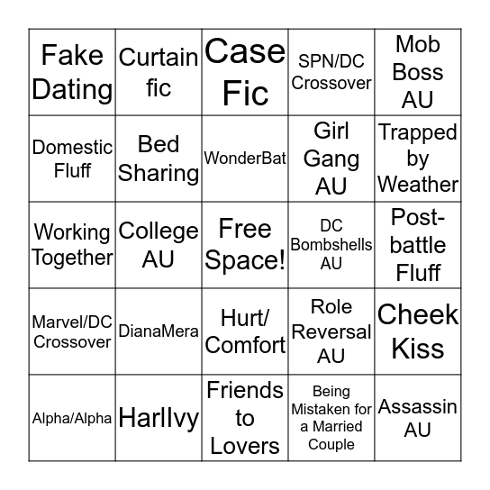 DC Bingo 2019 Bingo Card