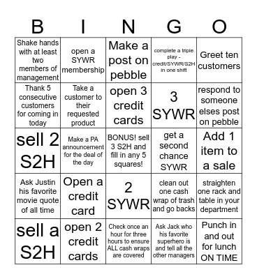 CAC Bingo Card