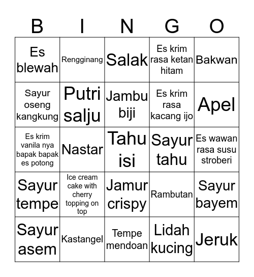 Bingo Echan Bingo Card
